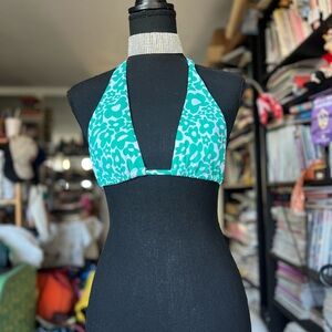 Teal Floral Halter Bikini Top